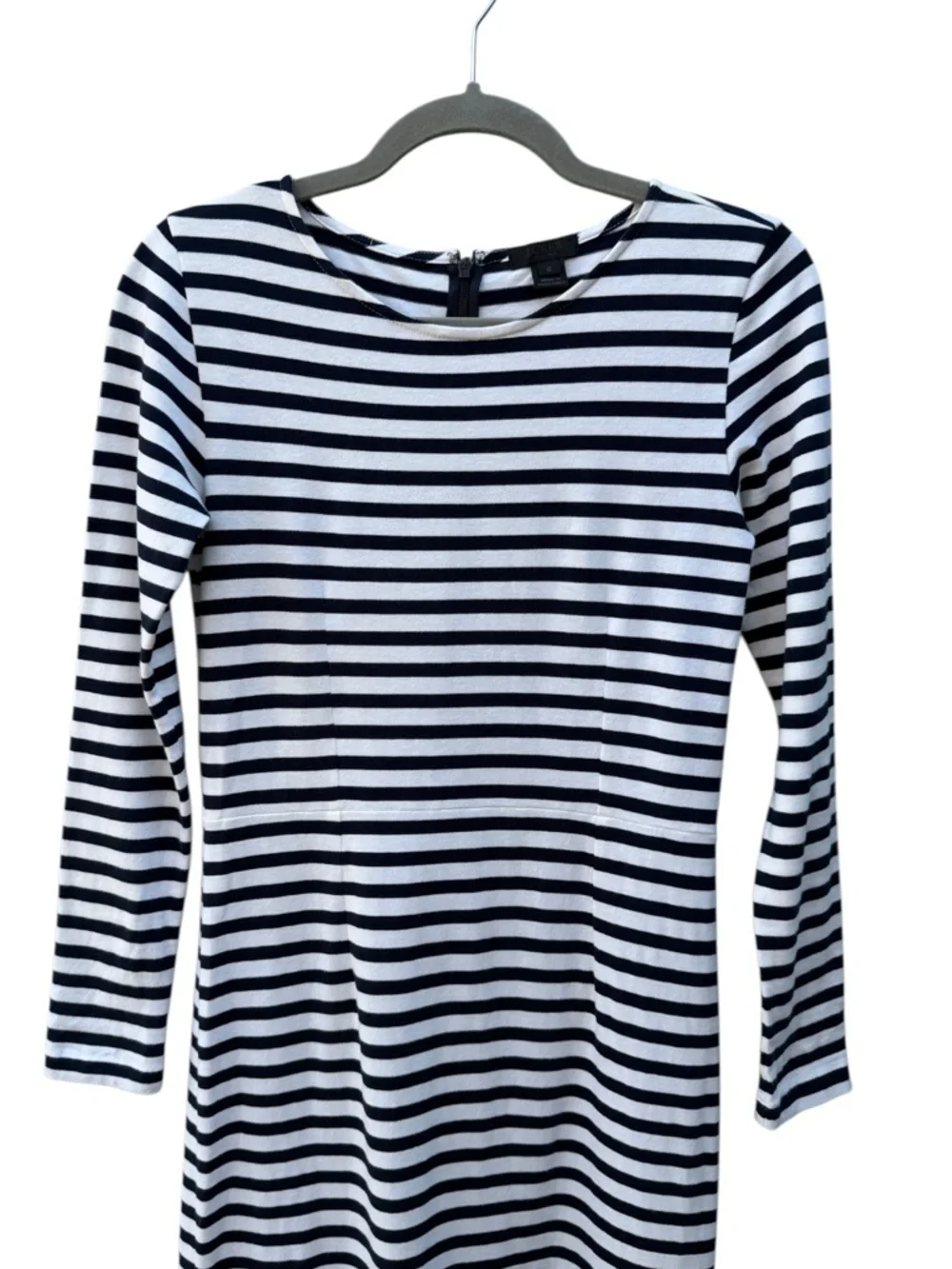 J.Crew Collection Size 0 Navy & White Striped Cotton Knit Maxi Dress